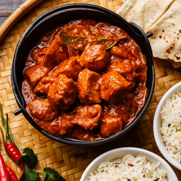 Chicken Tikka Masala, Garlic Naan, Pilau Rice