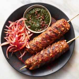 Seekh Kebab, Garlic Naan, Pilau Rice