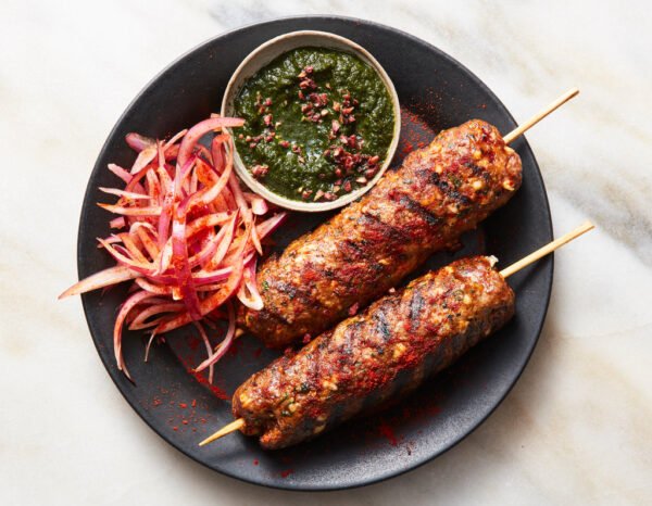 Seekh Kebab, Garlic Naan, Pilau Rice