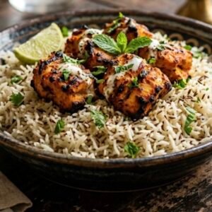 Spicy Jeera Tikka Rice Bowl.